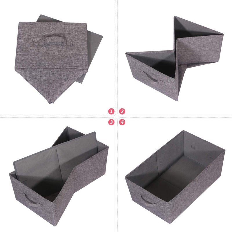 TENABORT Set of 3 Closet Organizer Bins with Handle, Fabric Foldable Storage Baskets Cloth Box Containers for Shelves Home Office Clothes Clothing - Image 3
